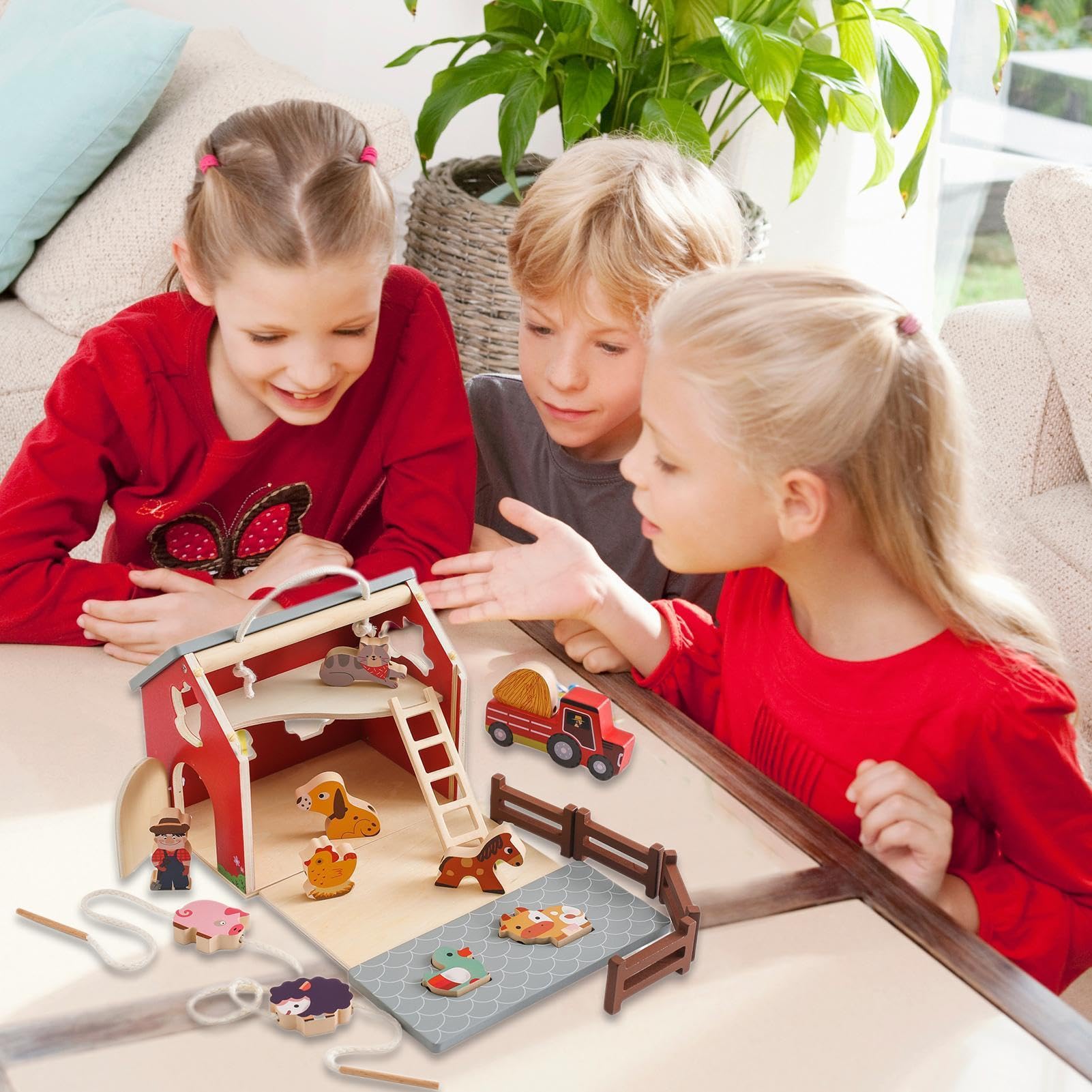 Generico Giochi In Legno Fattoria - Fattoria Incastro Forme | Animali Giocattolo Set | Impilabile Apprendimento Sviluppo Motorio Per Bambini Piccoli Ragazzi Ragazze Regalo Compleann