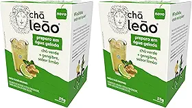 Chá Leão Água Gelada Chá Verde, Gengibre e Limão - 2 Caixas 20 Sachês