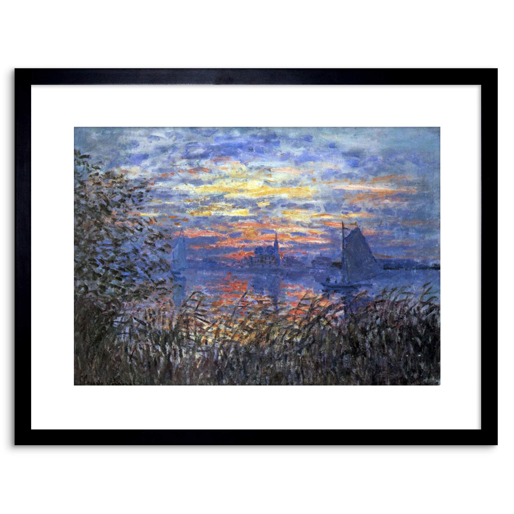 Wee Blue Coo PAINTING MONET SUNSET SEINE OLD MASTER FRAMED PICTURE ART PRINT F97X9049