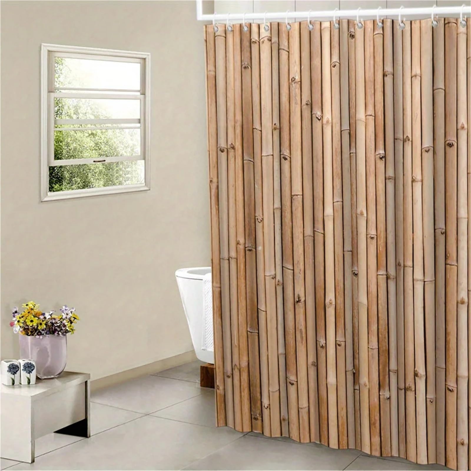 MZSKLW Shower Curtain Shower Curtain Smooth Texture Rustic Aesthetic Earthy Organic Bathroom Decor With 12 Hooks