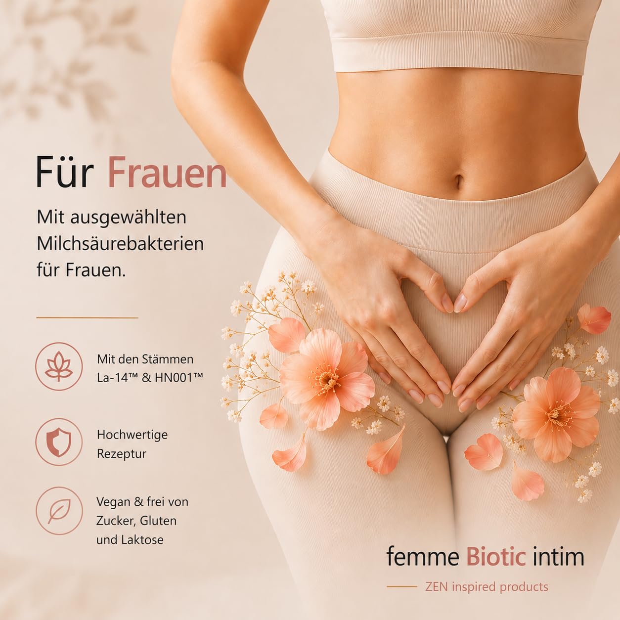 Femme Biotic Intim – Nahrungsergänzung mit ausgewählten Milchsäurebakterien für Frauen – Vegan – 15 Kapseln