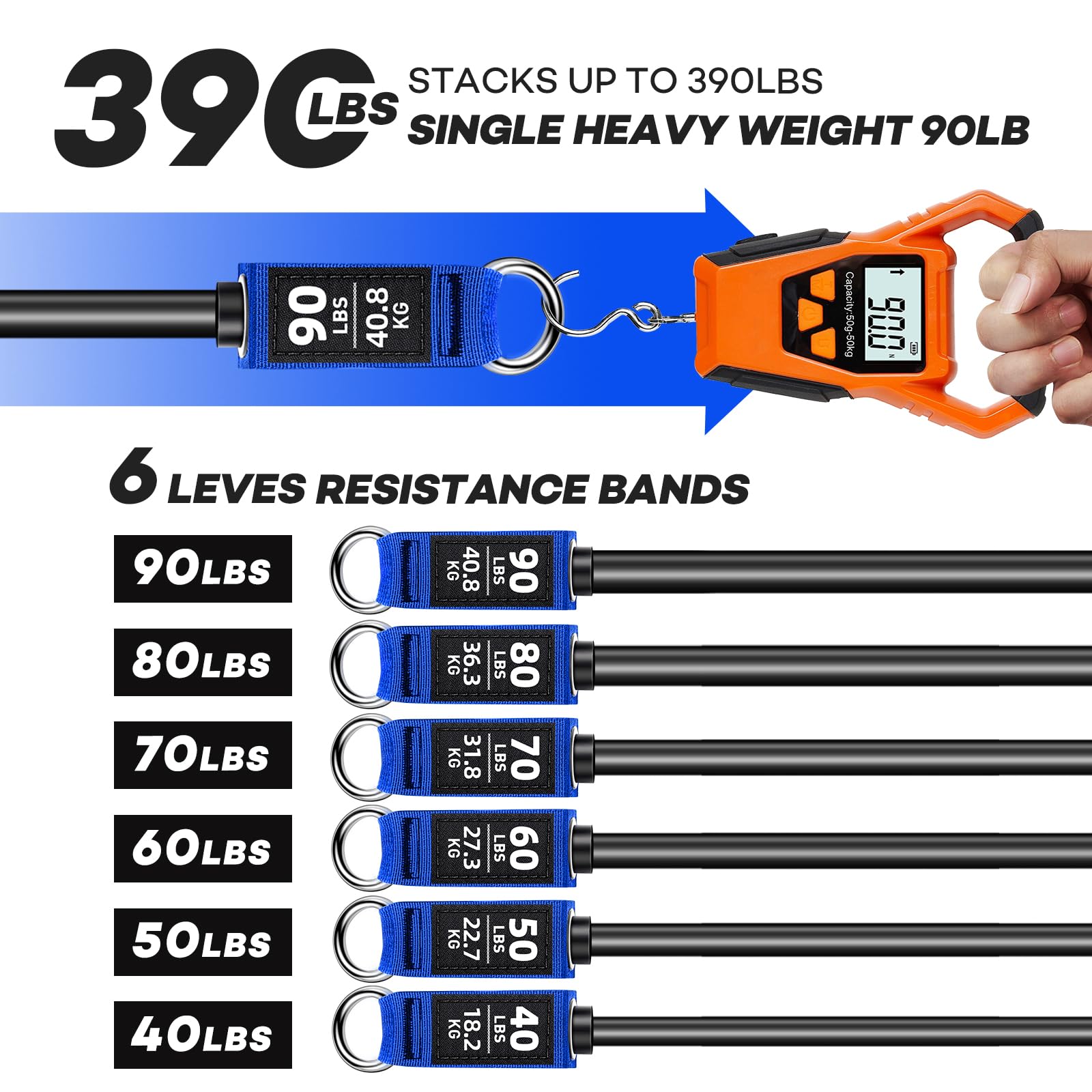 NITEEN Bandas de resistencia pesadas de 176.9 kg para entrenar