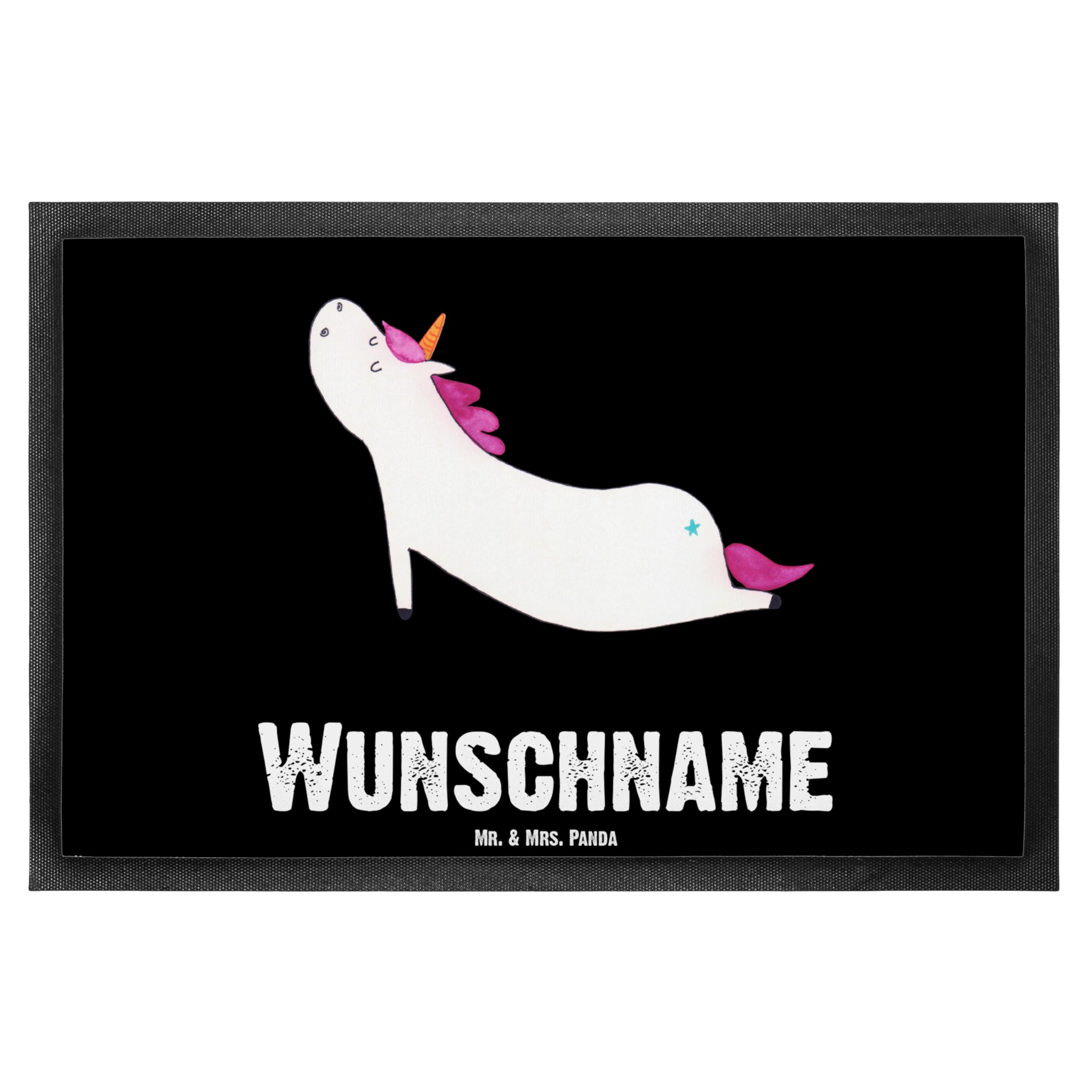 Mr. & Mrs. Panda Personalisierte Fußmatte Einhorn Yoga 40 x 60 cm - Geschenke, Sport, Unicorn, Fussmatte personalisiert, mit Namen, Name, personalisierbar, Einhörner, Süß, Lustig