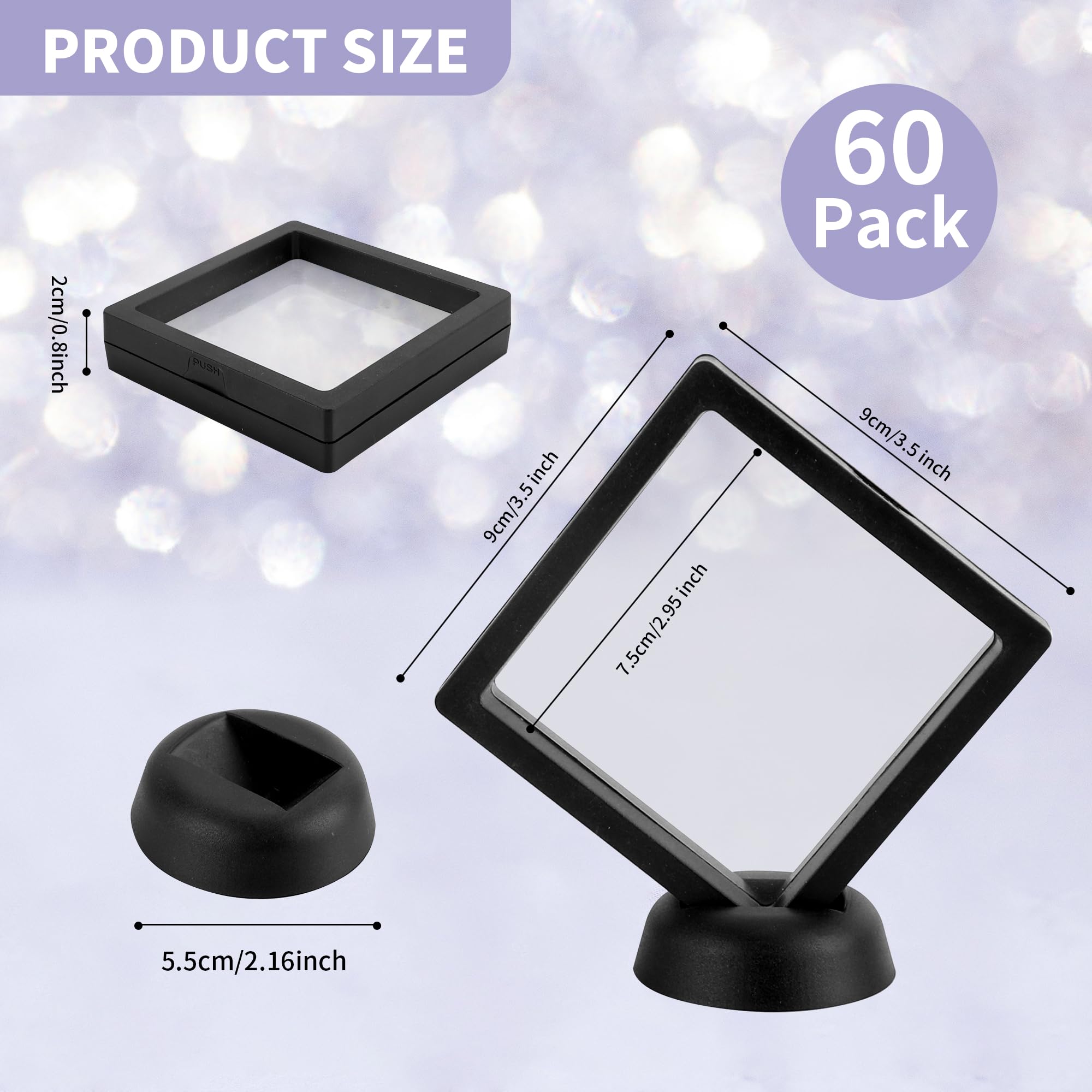 KEJJNYER 40 Pcs 3D Floating Display Case, 3.5