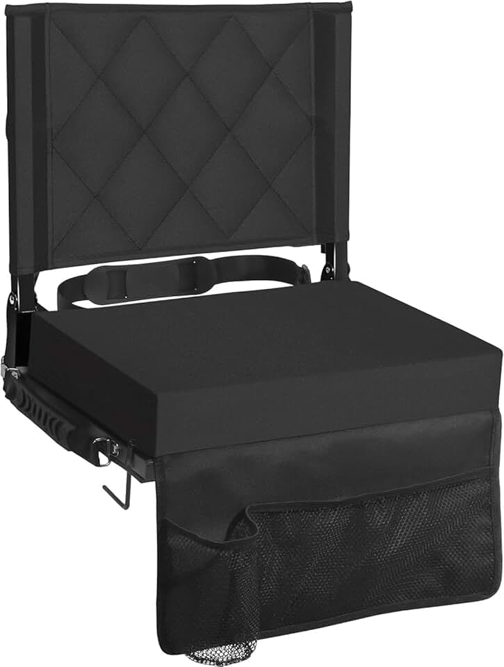 Sheenive Stadium Seats for Bleachers with Back Support, Bleacher Seats with Backs and Cushion Wide, Padded Portable Folding Comfort Stadium Chair with Shoulder Strap for Football Baseball Games
