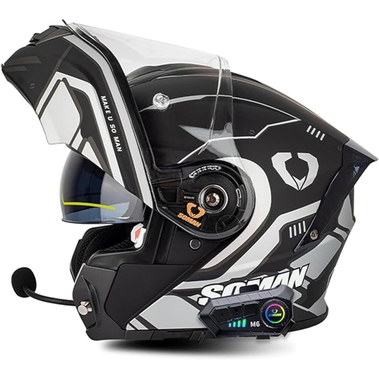 Kask szczękowy na motocykl, modułowy kask motocyklowy z podwójnym wizjerem, kask wyścigowy, z certyfikatem ECE, dla kobiet i mężczyzn, D, XL = 61 ~ 62 cm