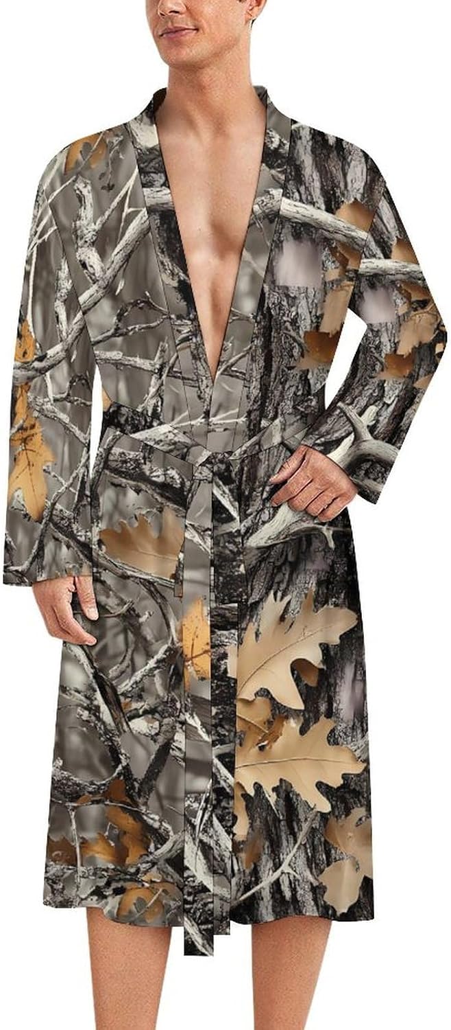 Hunt Hunting Camouflage Pattern Casual Robes Bathrobe V-neck Loungewear Sleepwear Spa Pool