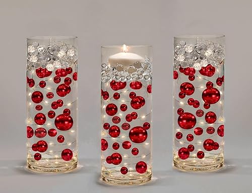 Miniatura 19 de 75 perlas de oro rosa "flotantes", sin agujeros, decoraciones de jarrón de varios tamaños jumbo/surtidos, llena 1 galón de geles transparentes