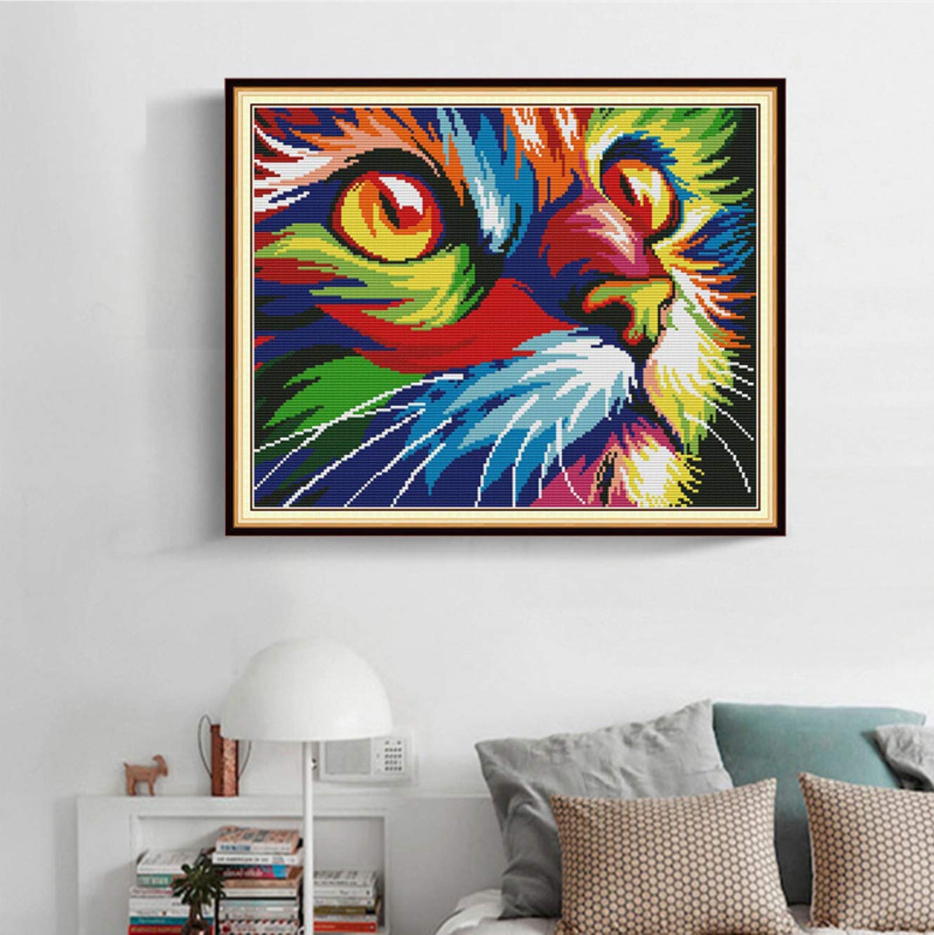 DIY Kreuzstich-Set: Gestempelte Katzen Für Anfänger – 11CT, 50x41 Cm – Bunte Dekoration Für Zuhause