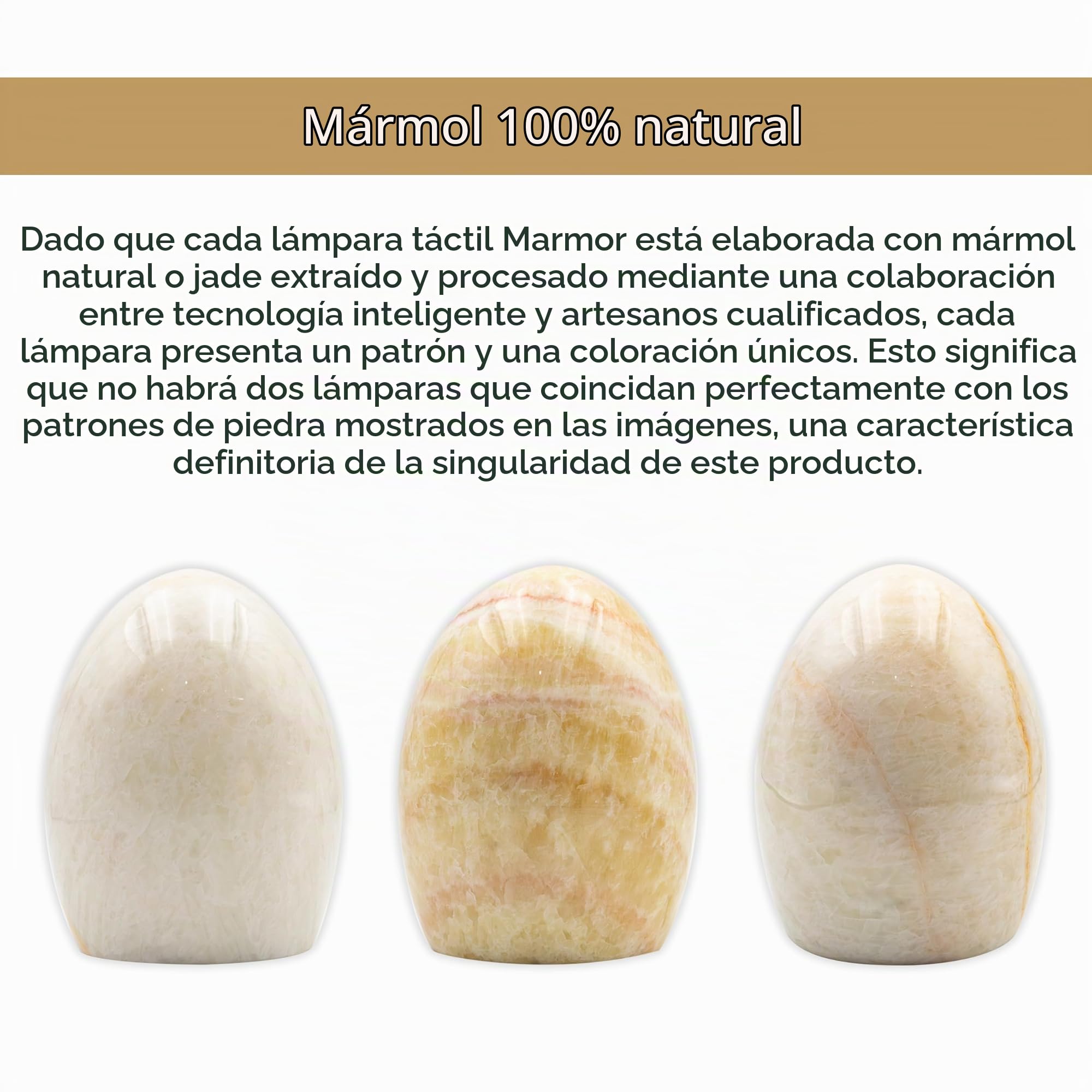 Marmor Lámpara de Noche Mármol Ovalada Regulable, Luz de Mesa LED 3 Modos, Lámpara Piedra Recargable, Iluminación Ambiental