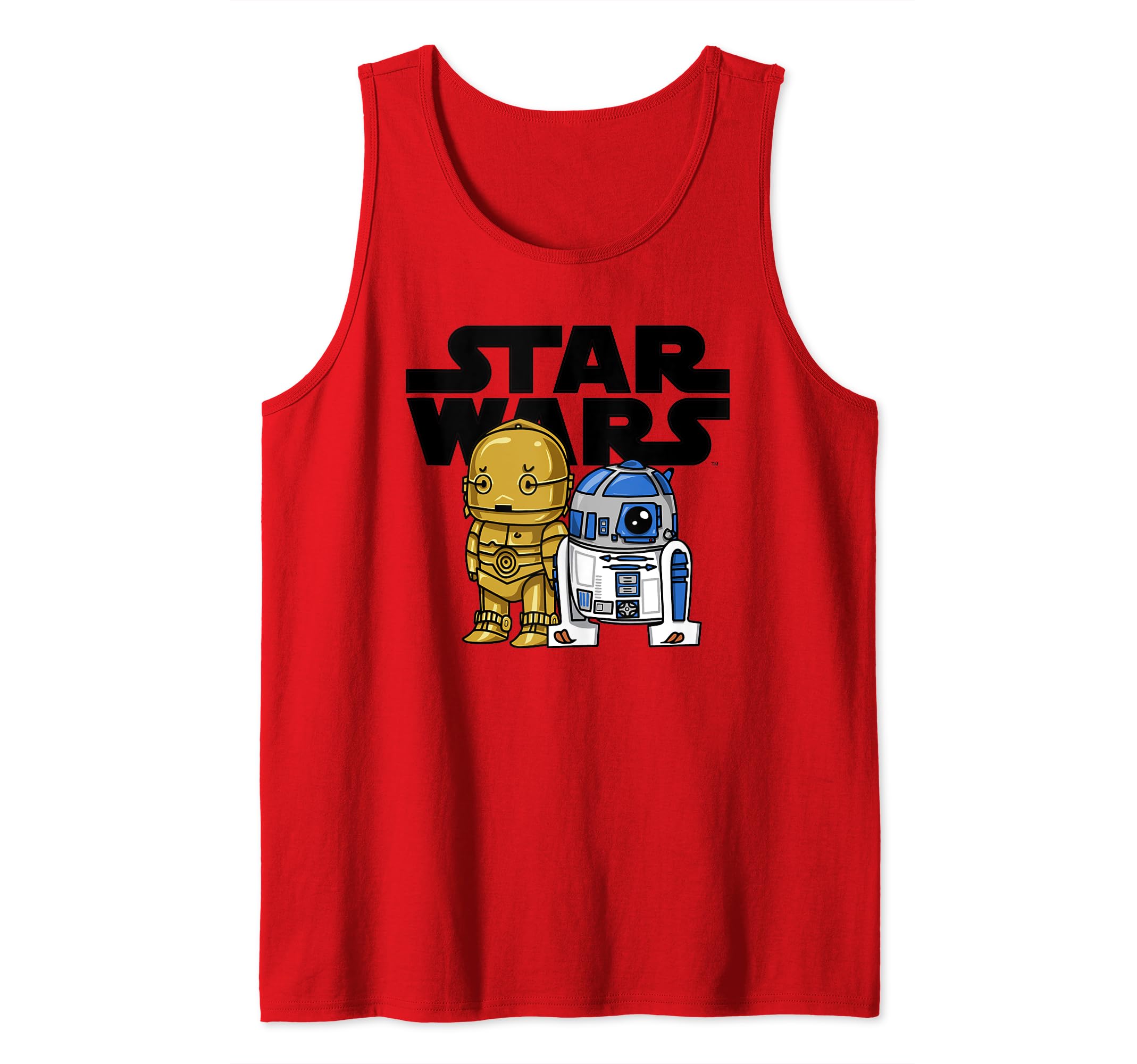 Star Wars Boba R2-D2 and C-3PO Cute Cartoon Tank Top, Red