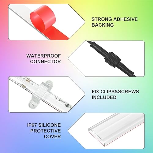 Miniatura 7 de RGB Smart IC COB LED tira de luz IP67 40FT12M al aire libre luces LED CRI90+24V ultra brillante para salas de juegos TV paredes balcones