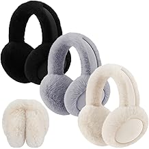 3 Pcs Women Winter Ear Muffs Faux Fur Earmuffs Fuzzy Foldable Fluffy Ear Warmers for Winter Outdoor Cold Weather