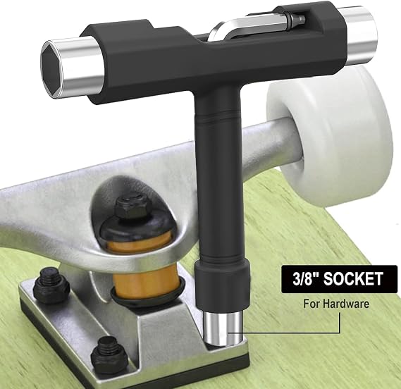Professional Skate Tools, All-in-One Multi-Function Portable Skateboard T Tool with T-Type Allen Key and L-Type Phillips Head Screwdriver for Adjust Skateboards, Roller Skates, Longboards