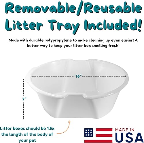 Miniatura 21 de Good Pet Stuff Kit original de caja de arena oculta y forro reutilizable, maceta redonda cerrada con plantas artificiales, sistema de filtro de olor