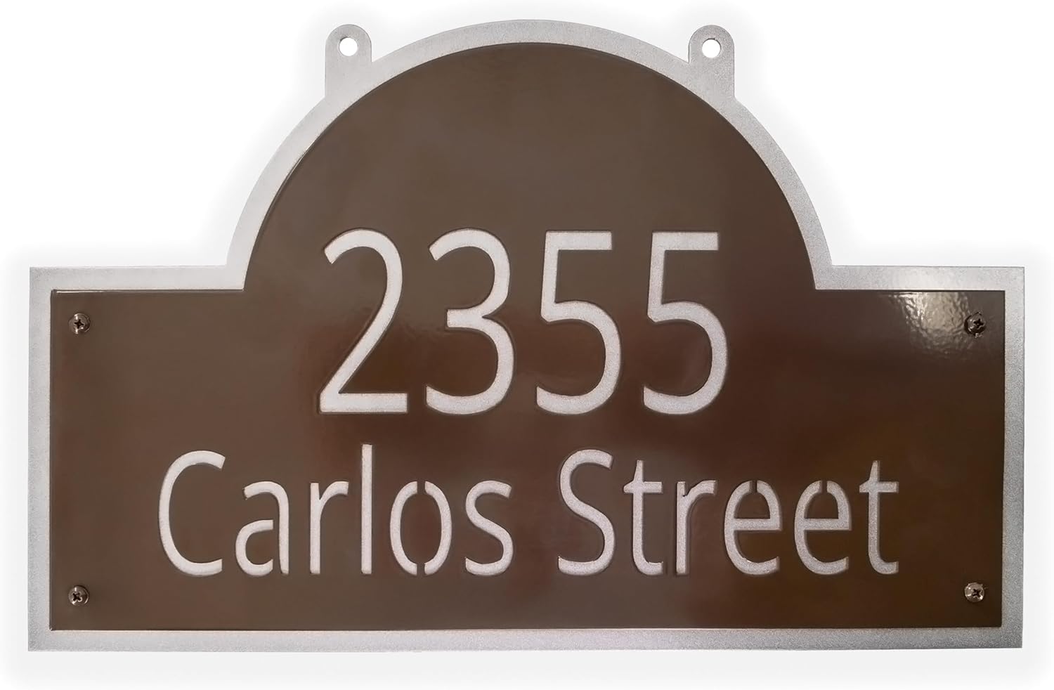 Montague Metal Products - Double Sided Address Sign - Two Sided Hanging House Number Plaque - 26 Colors Available (Classic Arch)