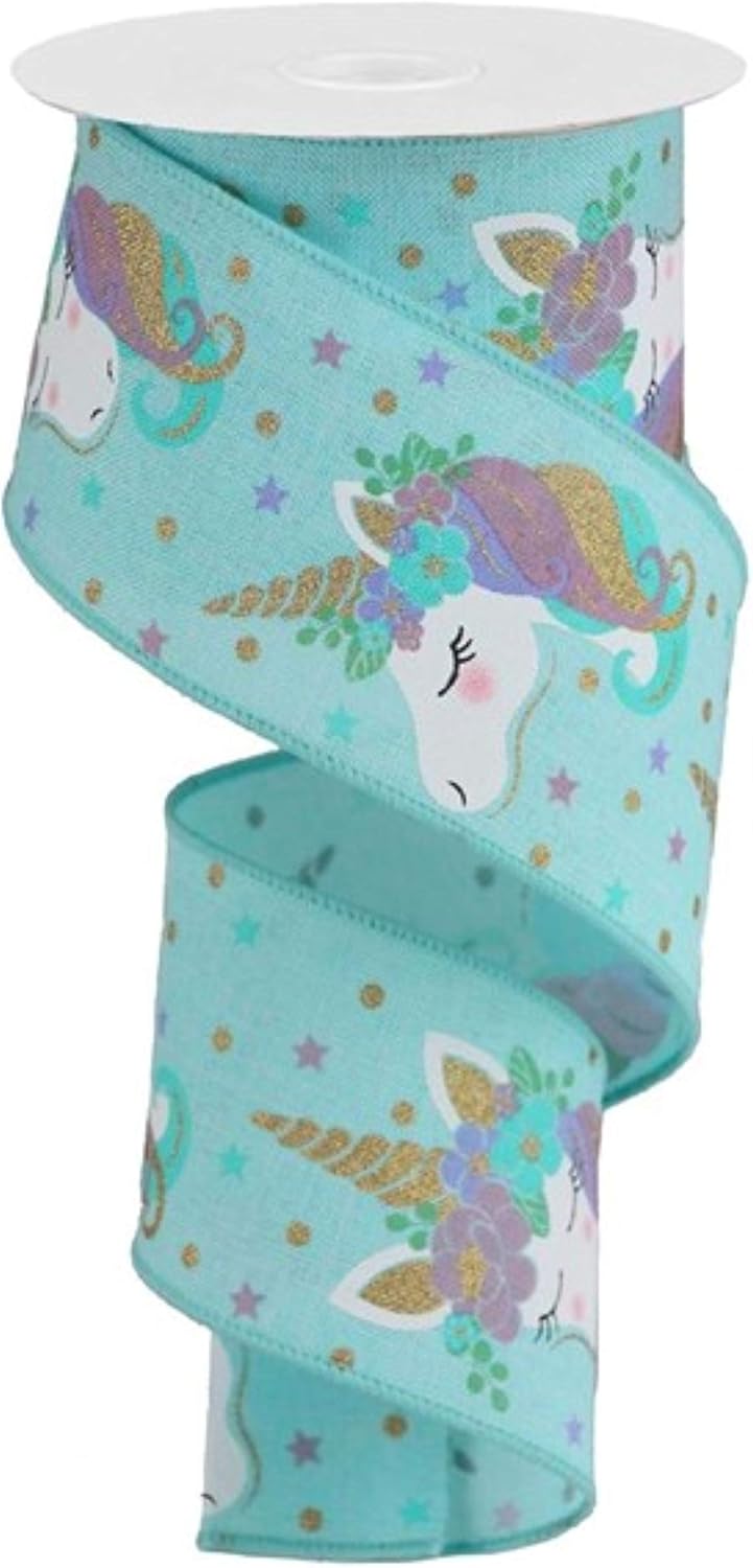 Craig Bachman 2.5" Unicorn Royal Ribbon: Ice Blue (10 Yards) Craft Floral Arrangement Gift Wrapping Wired Edge Ribbon