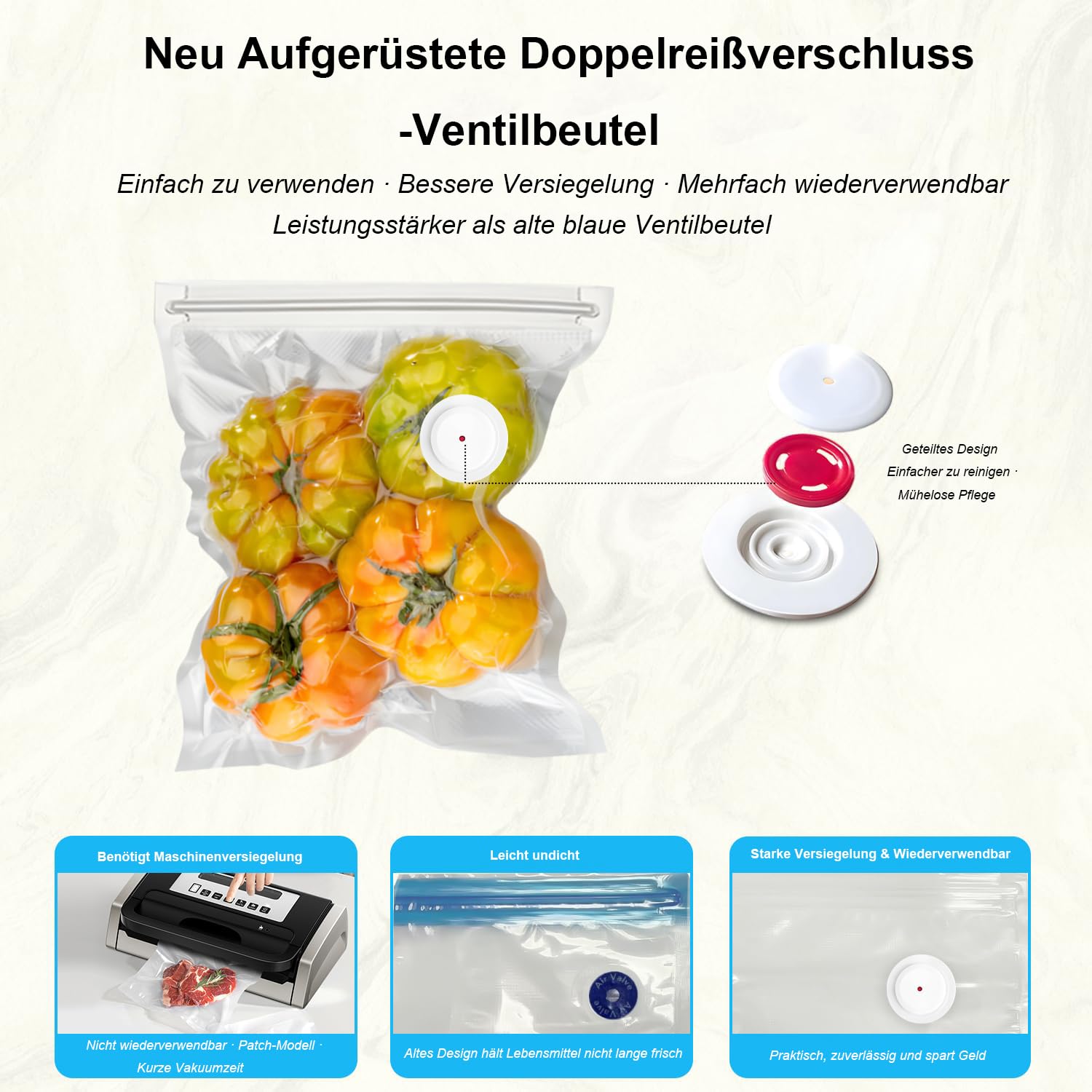 VakuumiergeräT-Solite's Hand Vakuumierer Mit Usb-Aufladung|Solite VakumierergeräT FüR Lebensmittel Mit 25 StüCk Wiederverwendbaren Vakuumierbeuteln Kompakter KüChenhelfer