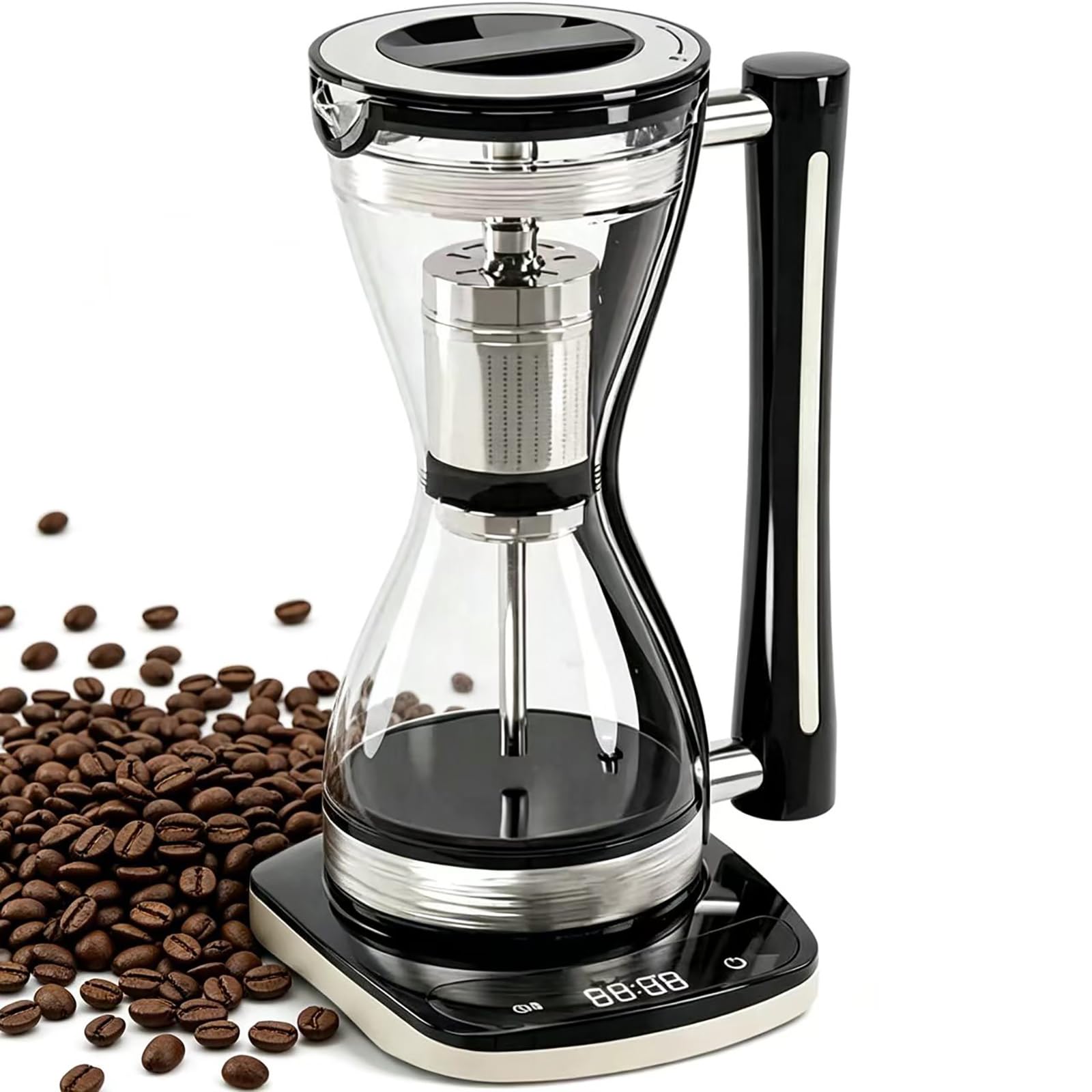 Yzhyyds Black Syphon Vacuum Coffee Maker, 240Ml Glass Syphon Coffee Pot