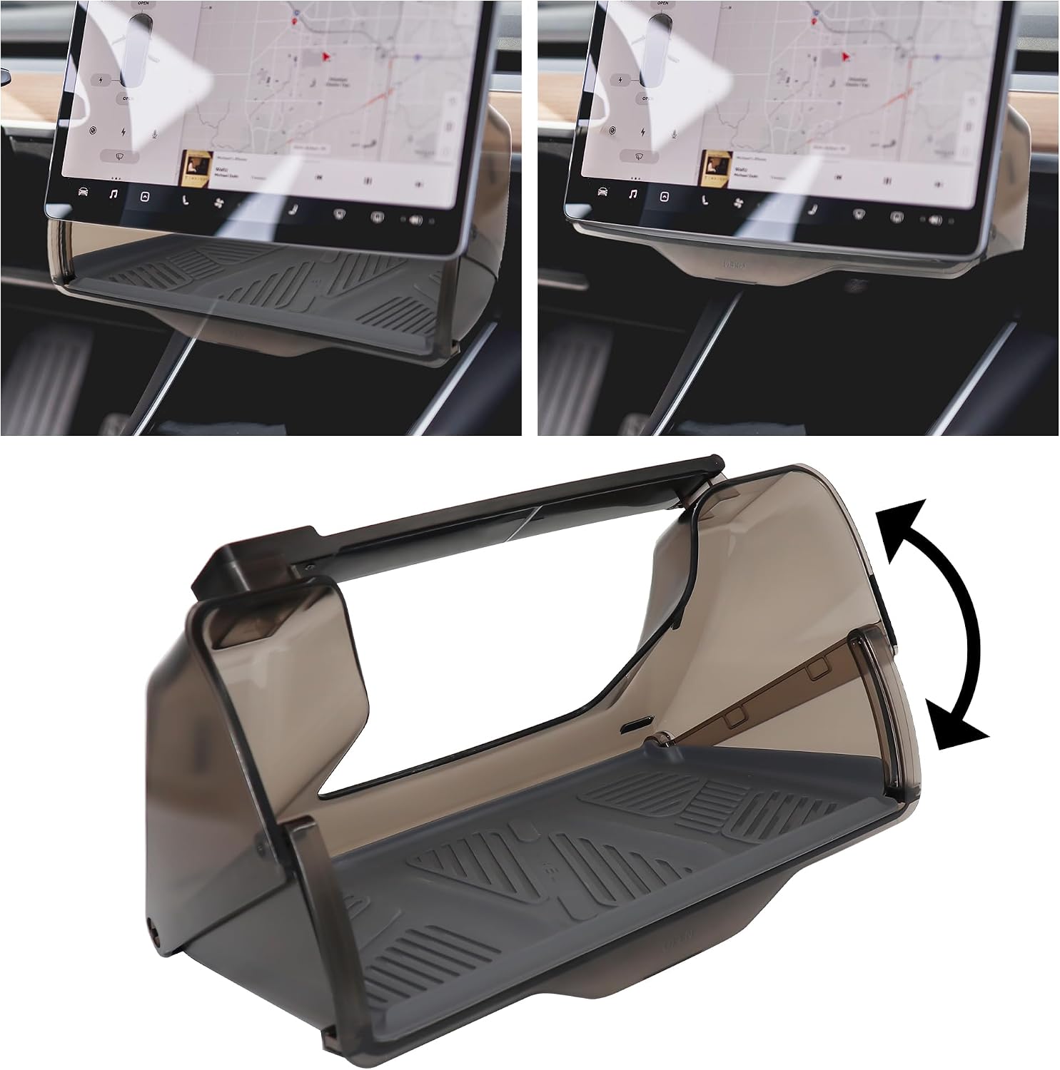 Under Screen Storage for Tesla Model Y/3, Open and Close Hideable Center Console Organizer Tray for Tesla Model 3 Tesla Model Y 2025 2024 2023 2022 2021 2020 2019 2018 2017 2016