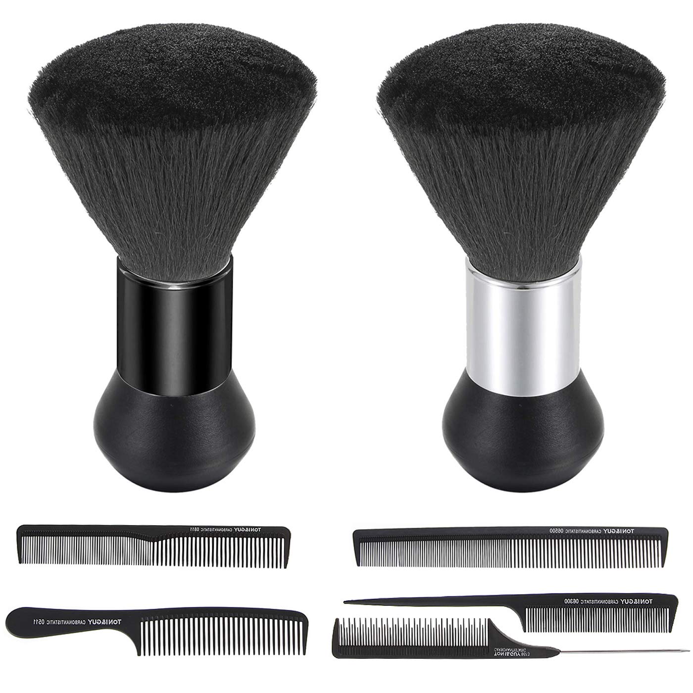 Zuzer 2pcs Neck Brushes Hairdressing Brush Neck Face Duster Brush with 5pcs Hairdressing Comb Hair Combs for Hair Cutting Hairdressing