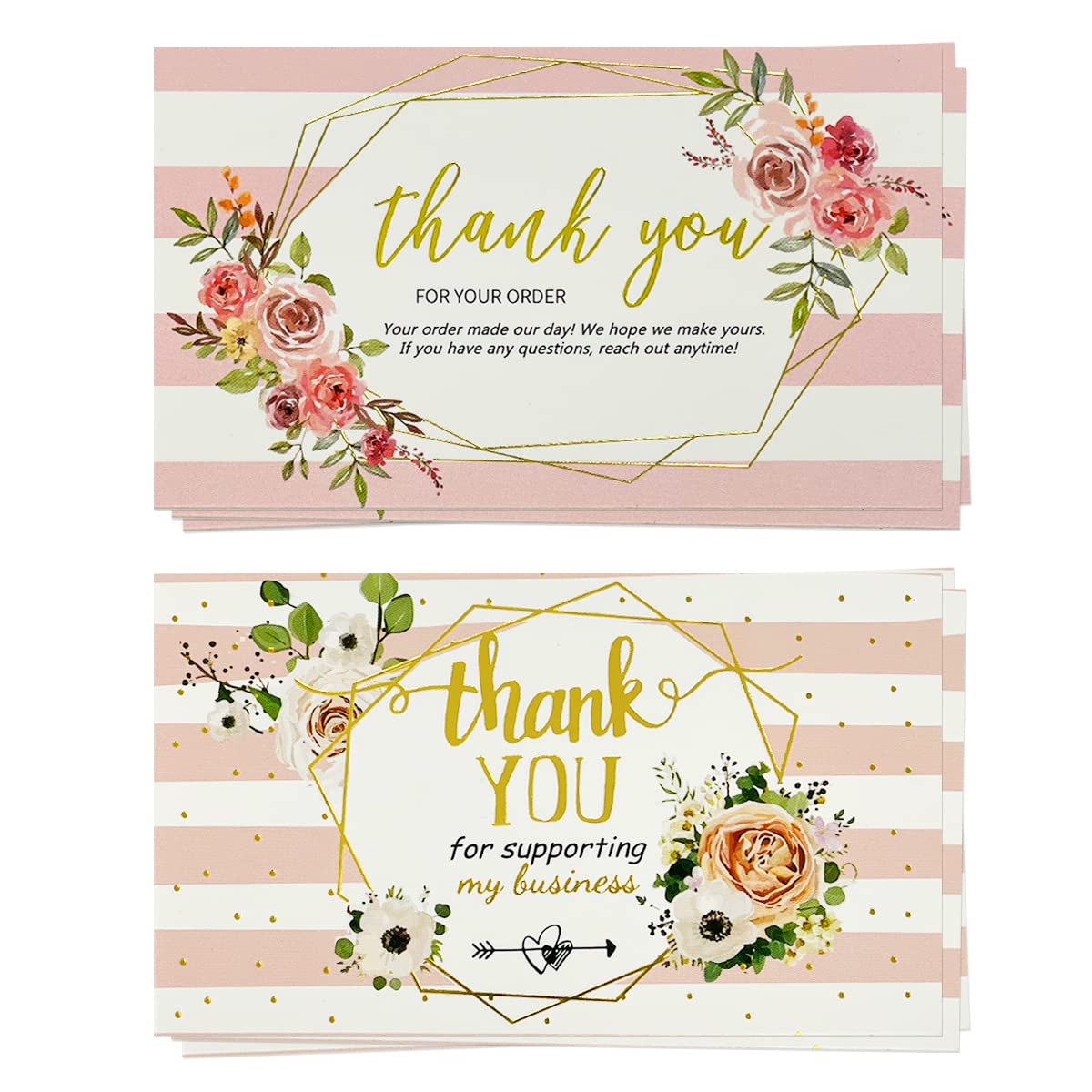 allydrew 2.1" x 3.5" Thank You Card Inserts, Appreciation Cards for Small Business Weddings, Bridal & Baby Showers, 120pcs, Floral Thank You