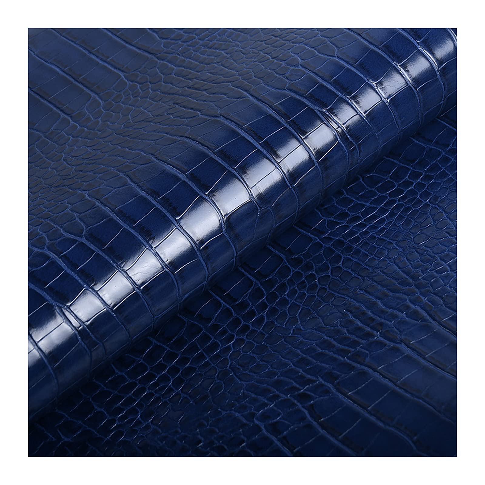 Tela de piel sintética con patrón de cocodrilo, tela de cuero impermeable, parte trasera de algodón de 1,0 mm de grosor, tela de tapicería de cuero artificial, ancho de 138 cm de ancho, tamaño: