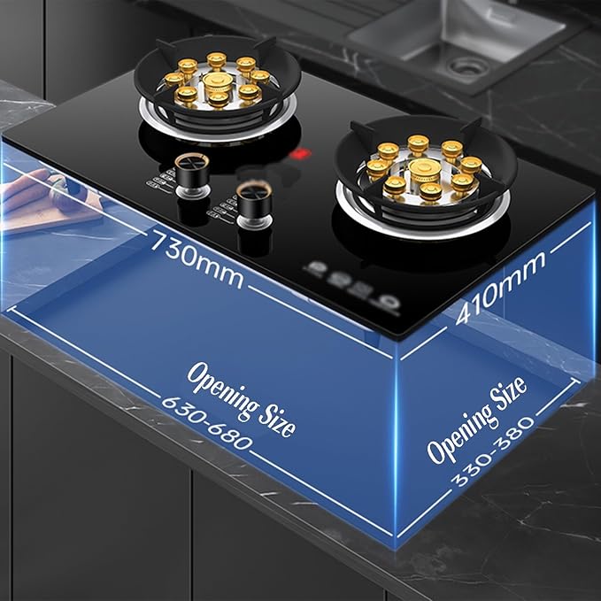 Estufa de Gas 2 Puestos 5.2 KW Portátil Negro Vidrio Temperado miniatura 7