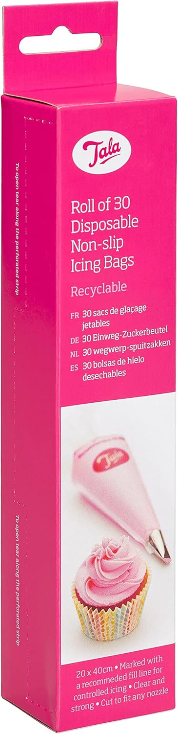 Tala Large Disposable Non-Slip Icing Bags, Clear