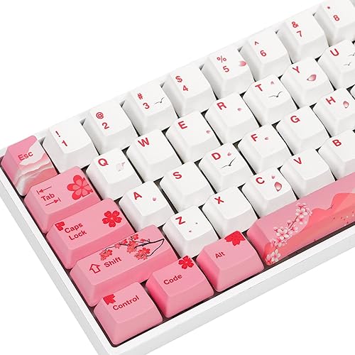 104 PBT Sakura - Juego de teclas de sublimación de tinte teclas personalizadas OEM rosas para teclado mecánico Gateron Kailh Cherry MX 6187104 para