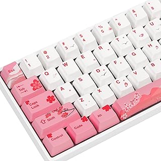 104 PBT Sakura keycap Set ，Dye Sublimation OEM Pink Custom keycaps for Gateron Kailh Cherry MX 61/87/104 Gaming Mechanical Keyboard