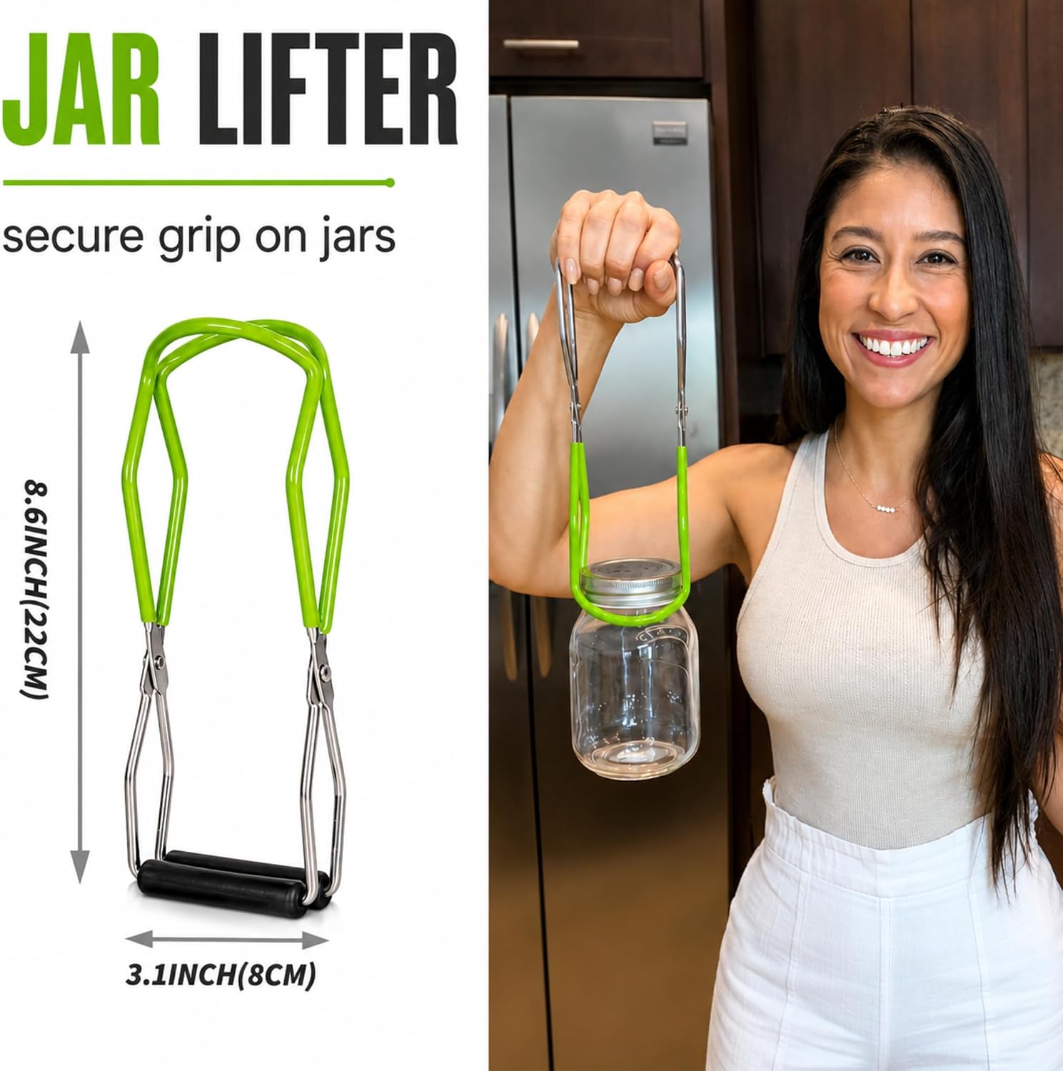 Supa Ant Canning Supplies Starter Kit (Food Grade) - Canning Kits Set for Beginners - 3 Pcs. Including Wide Mouth Jar Funnel, Magnetic Lid Lifter, Stainless Steel Jar Lifter (Assembled in USA) Green