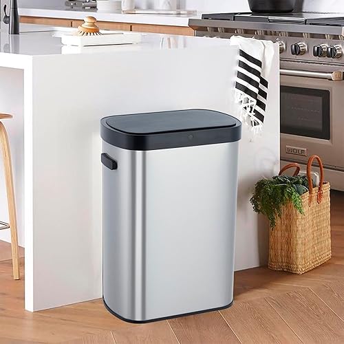 Miniatura 4 de GlowSol Basurero automático con sensor de movimiento, cubo de basura automático sin contacto de 50 litros13 galones, cubo de basura inteligente con