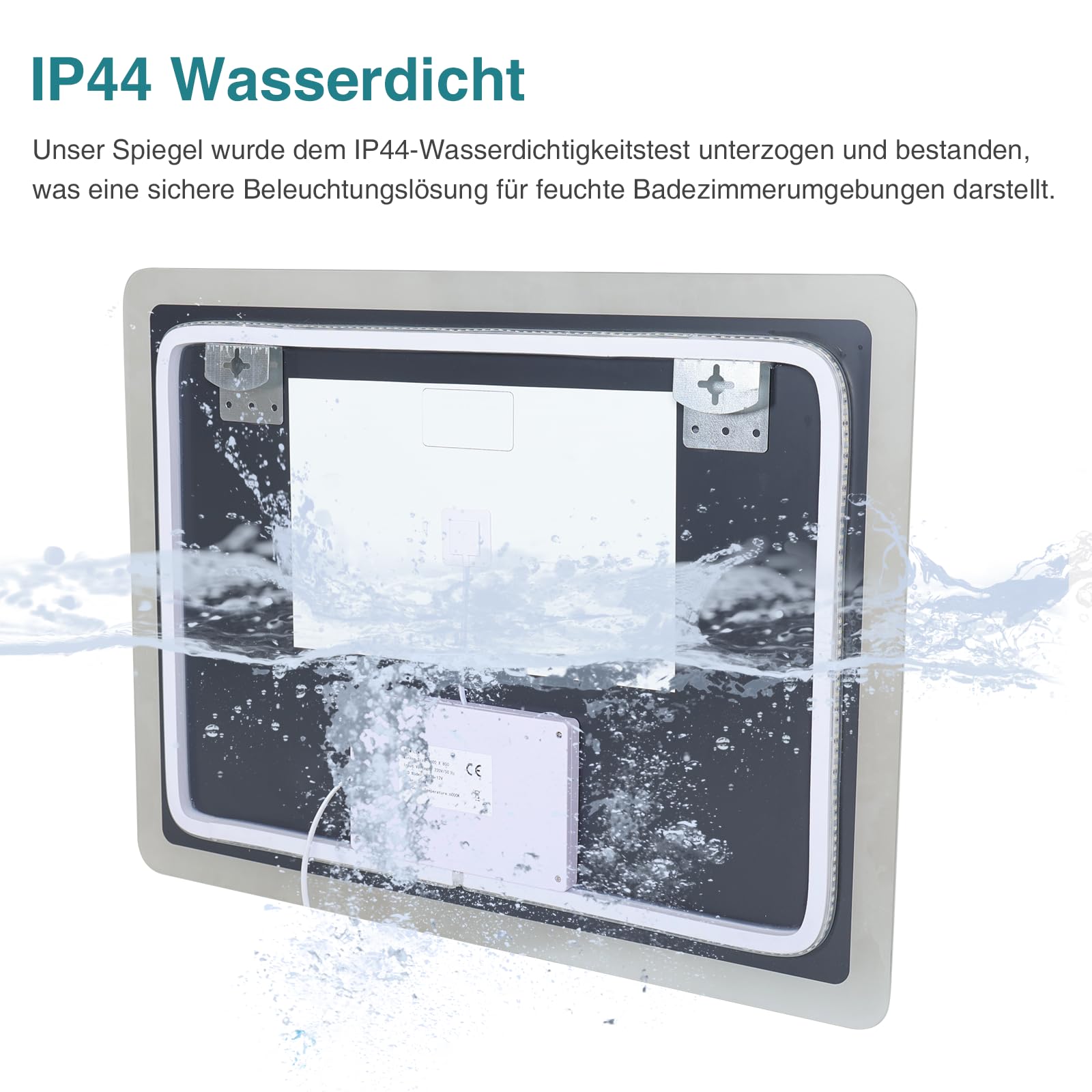 YU YUSING Badspiegel mit Beleuchtung 80x60cm Badezimmerspiegel LED mit 3 Lichtfarben Dimmbar, Beschlagfrei Wandspiegel mit Touch-Schalter, Spiegel Badezimmer Timer-funcktion, Gehärtetes Glas IP44