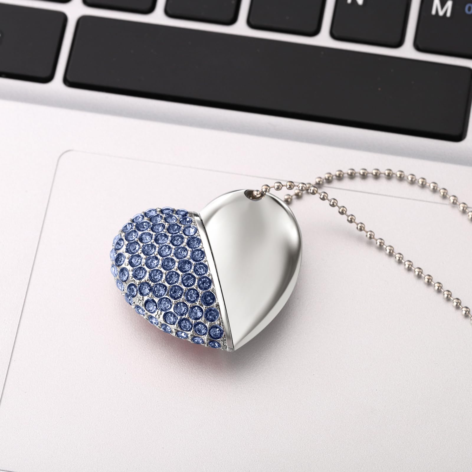 USB 2.0 Flash Drive,Cute Romantic Heart Shape USB Memory Stick,Thumb Drive for Photos, Music, Files Storage (Blue, 64, GB) — view 4