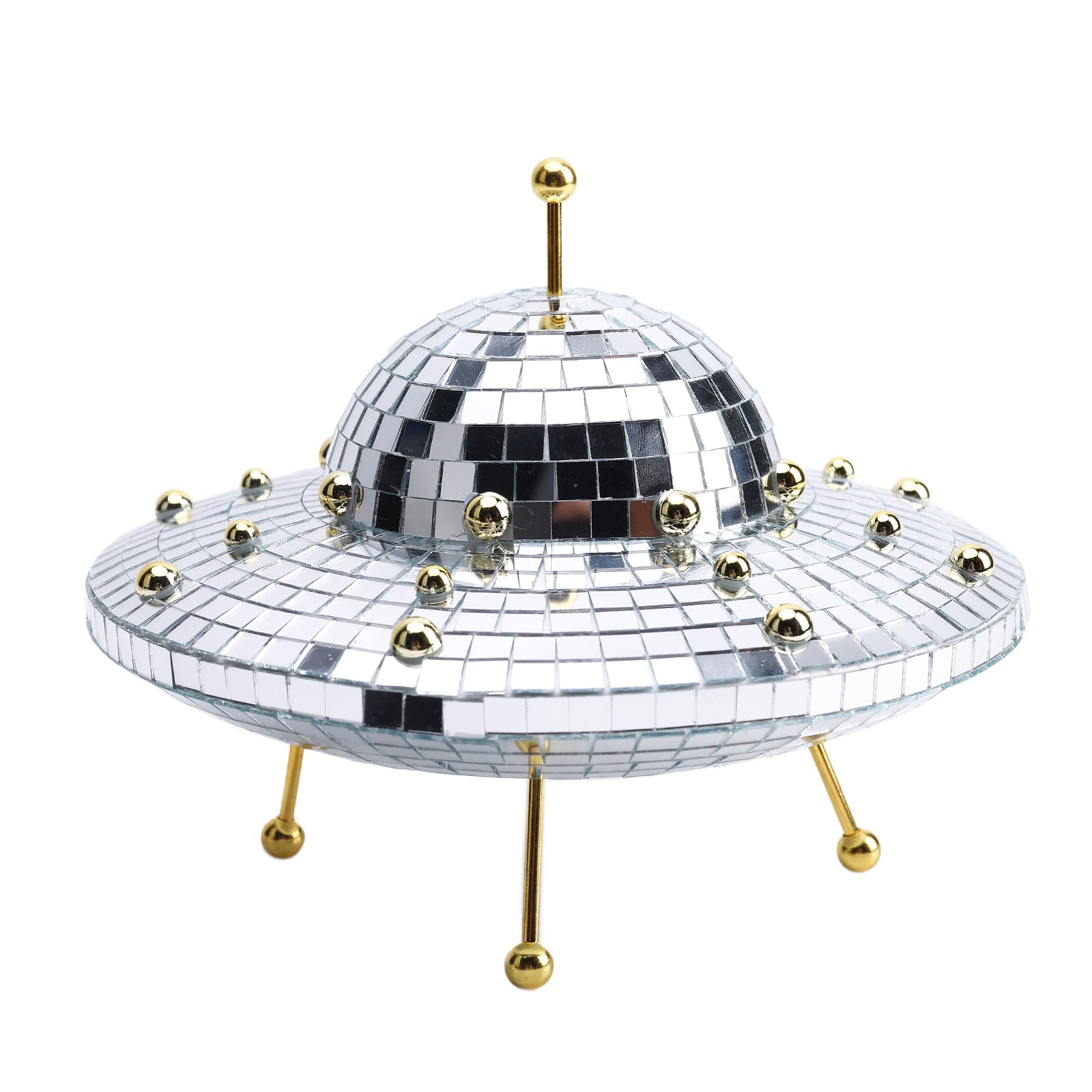 ZHANYUN UFO Disco Ball Decor Home?UFO Ornament Disco Ball?UFO Figurine Disco Ball Space Ship?Retro Space Decor Disco Mirror UFO Decorations for Table Desk Home Music Room Party Bar Handmade Gift