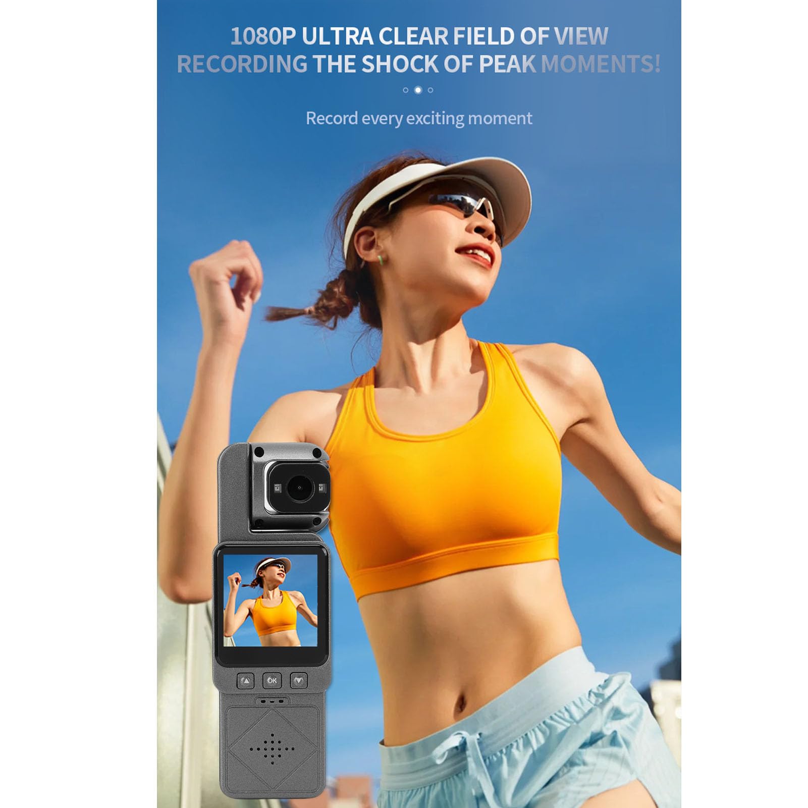 Action Camera, Videocamera Tascabile per Ciclismo Videoregistratore per Ciclismo Azione Sportiva Equitazione Motion Cam Dispositivo di Registrazione Vlog HD Portatile (64G)