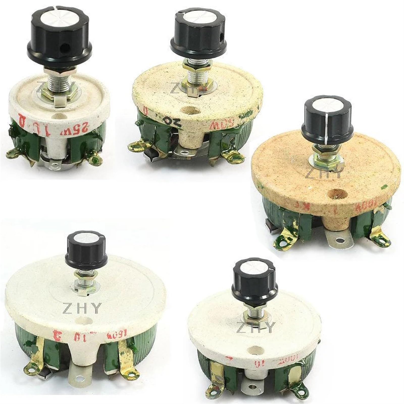 BC1-200W 300W 500W 1/2/5/10/15/20/30/50/100/200/500R 1K/3K/5K Ohm Keramik Variable Pot Rotary Einstellbare Widerstand Scheibe Rheostat (Color : 1R Ohm, Size : with KNOB_POWER-500W)