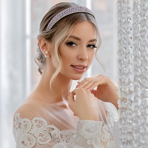 Vista 88 de YISSION 2 diademas para mujer, diadema de diamantes de imitación, diadema de perlas de cristal con brillantina, diademas de moda para niñas, Plateado