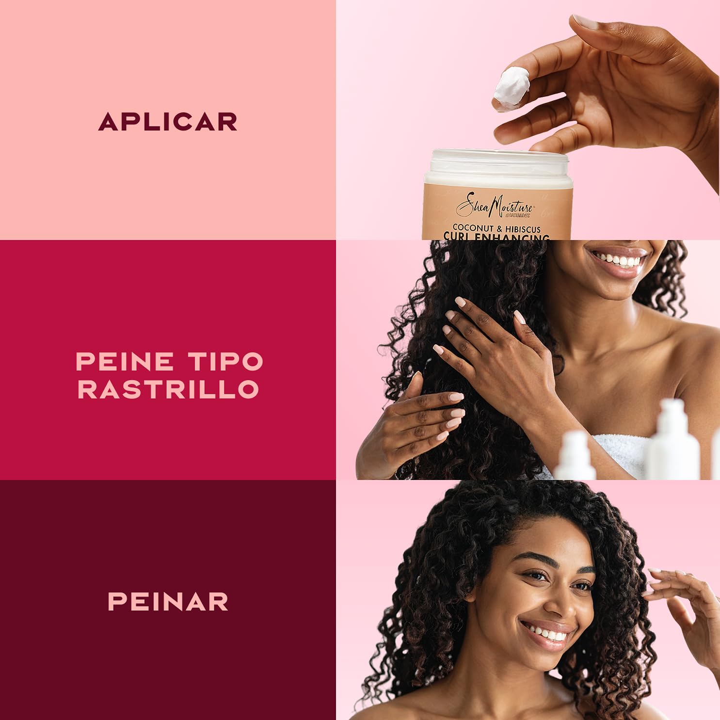 SheaMoisture Champú, Acondicionador y Crema Modeladora para cabello grueso y rizado con Coco e Hibisco pack para el cuidado del cabello 2x 384 ml, 1x 326 ml - 3 productos