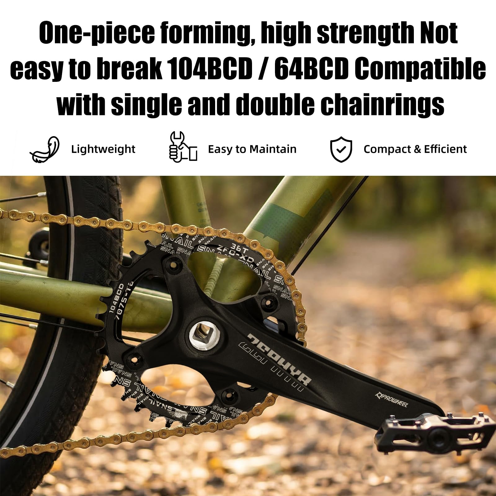Juego de Bielas Cuadradas de 170 mm para Bicicleta de Montaña con Plato 104 BCD 32/34/36 / 38T, Manivela MTB de Aleación de Aluminio