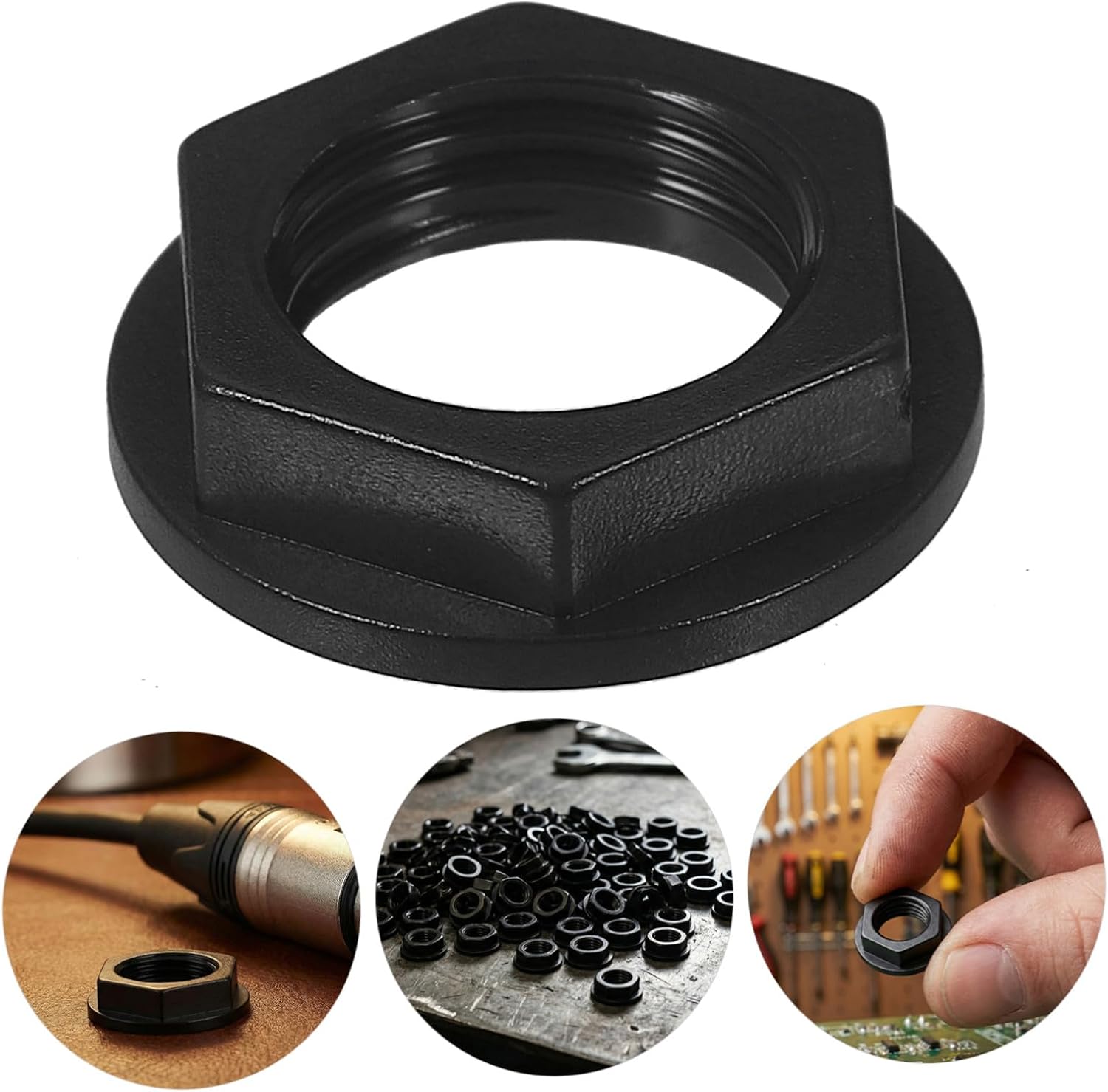 100pcs Black Plastic Audio Jack Nut for Microphones and Audio Jack Panel Mounts Stable Performance for Upgrades and DIY Repairs