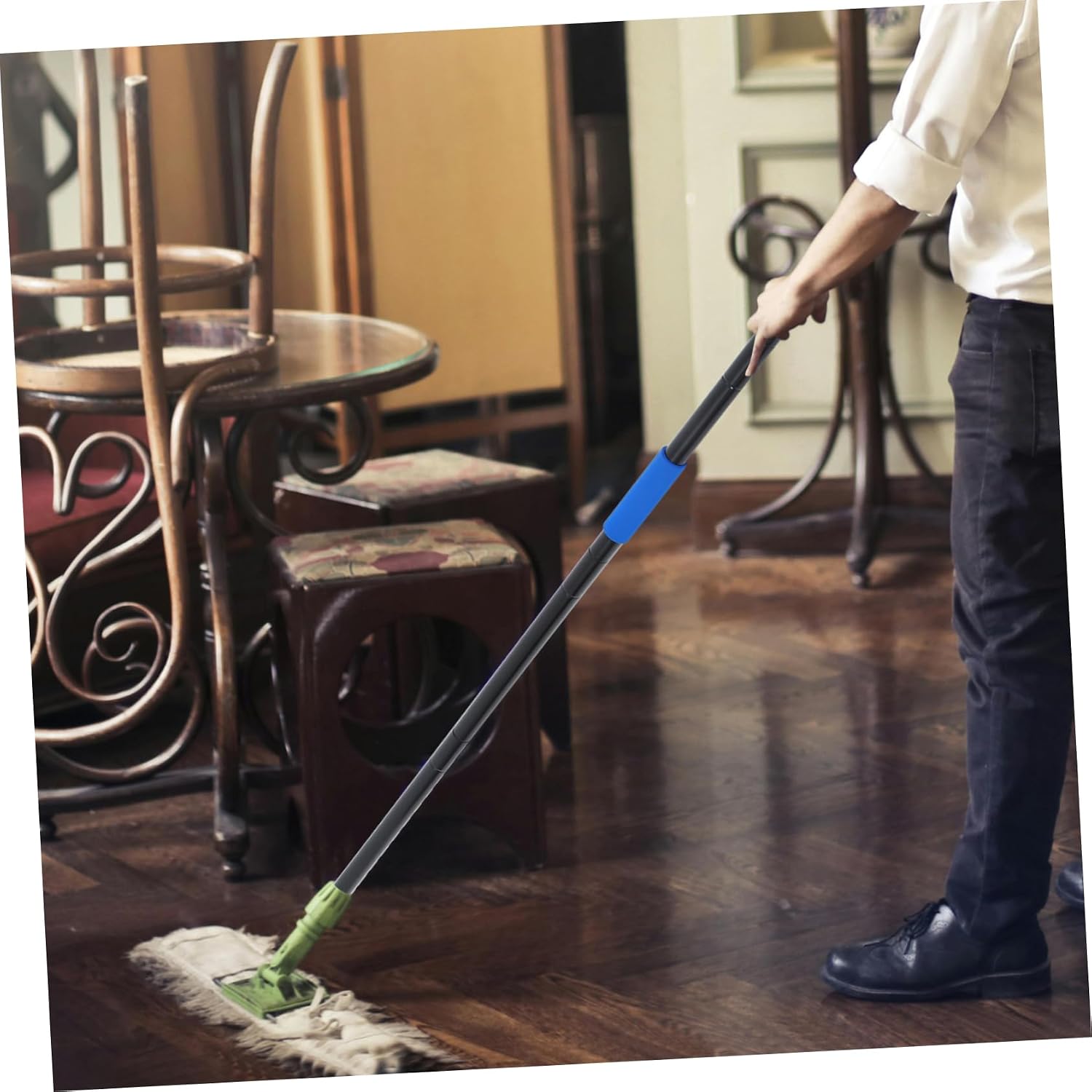 Mop Handle Section Telescoping Duster Pole Spraycoated Iron Rod for Refills and Broom Compatibility Lightweight Detachable for Versatile Cleaning Tasks
