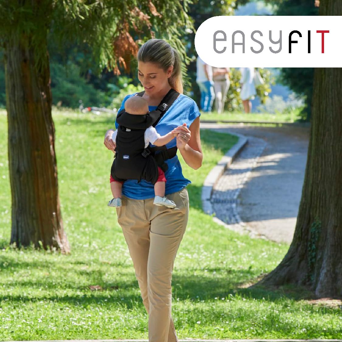 Chicco Easyfit Ergonomischer Babytrage für Neugeborene von der Geburt bis 9 kg, einfache und intuitive Trageweise, Bauchtrage für Mütter und Straßenansicht, Unterstützung für Kopf und Nacken