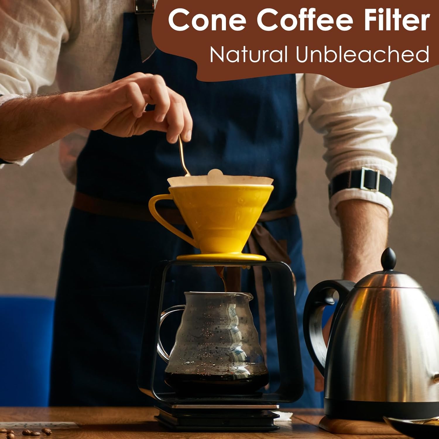 600 Count Coffee Filters #4, Cone Paper Coffee Filters 8-12 Cup, Unbleached Disposable No 4 Coffee Filter Compatible with Ninja Coffee Maker, Pour Over and Drip Coffee Maker