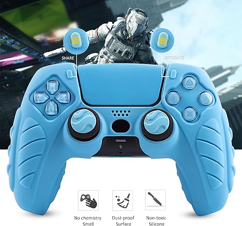 Miniatura 6 de CHIN FAI Funda ergonómica de agarre suave para controlador de PS5, cubierta de silicona antideslizante para controlador PlayStation 5 con 6 agarres