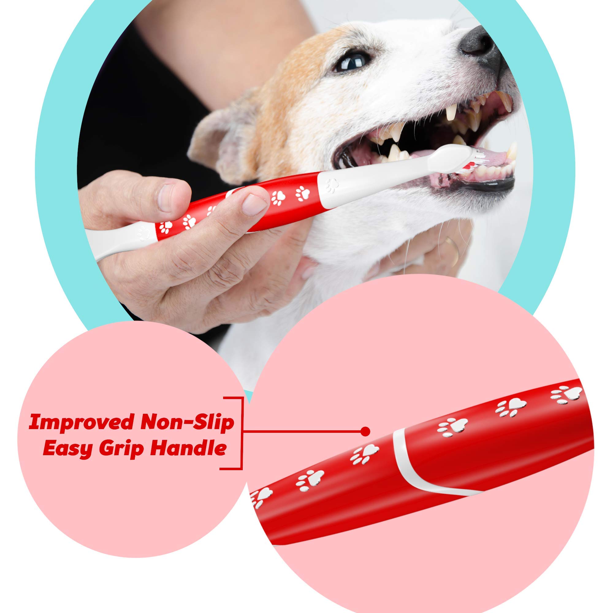 Pet Toothbrush for Dogs, Cats with Soft Bristles - Easy Teeth Cleaning & Dental Care, Non Slip Dual Head Dog Toothbrush for Medium & Large Pets, Toothpaste Not Included (Pack of 4(Red)) - image 4