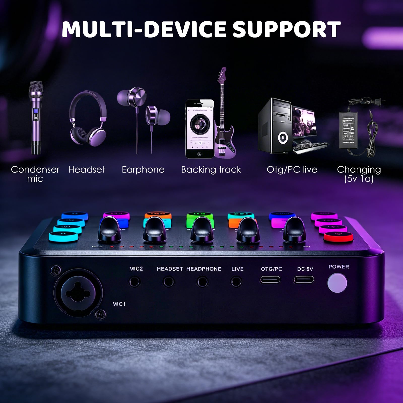 Kit de micrófono Podcast con interfaz de audio y tarjeta de sonido, micrófono condensador BM-800 para transmisión en vivo, canto, juegos y grabación, compatible con PC/portátil, YouTube/TikTok