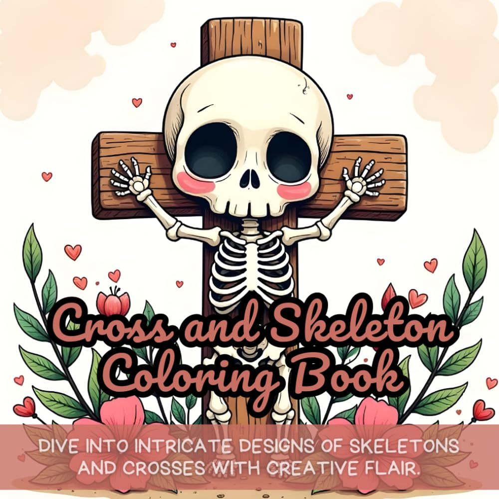 Cross and Skeleton Coloring Book: cross coloring book, skeleton coloring book, gothic coloring book, adult coloring book, cross designs coloring, ... dark art coloring book, spooky coloring book