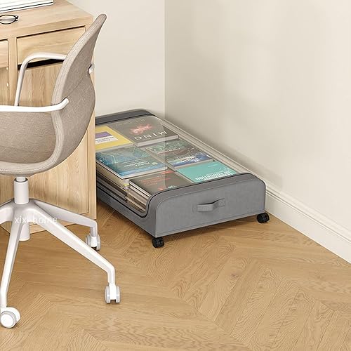 Miniatura 9 de xixi-home Contenedores de almacenamiento debajo de la cama con ruedas, 2 cajones organizadores con ruedas y ventana transparente y asas,